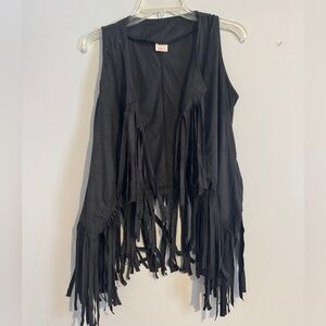Gypsy Rose Black Fringe Vest- Suede feel - OS